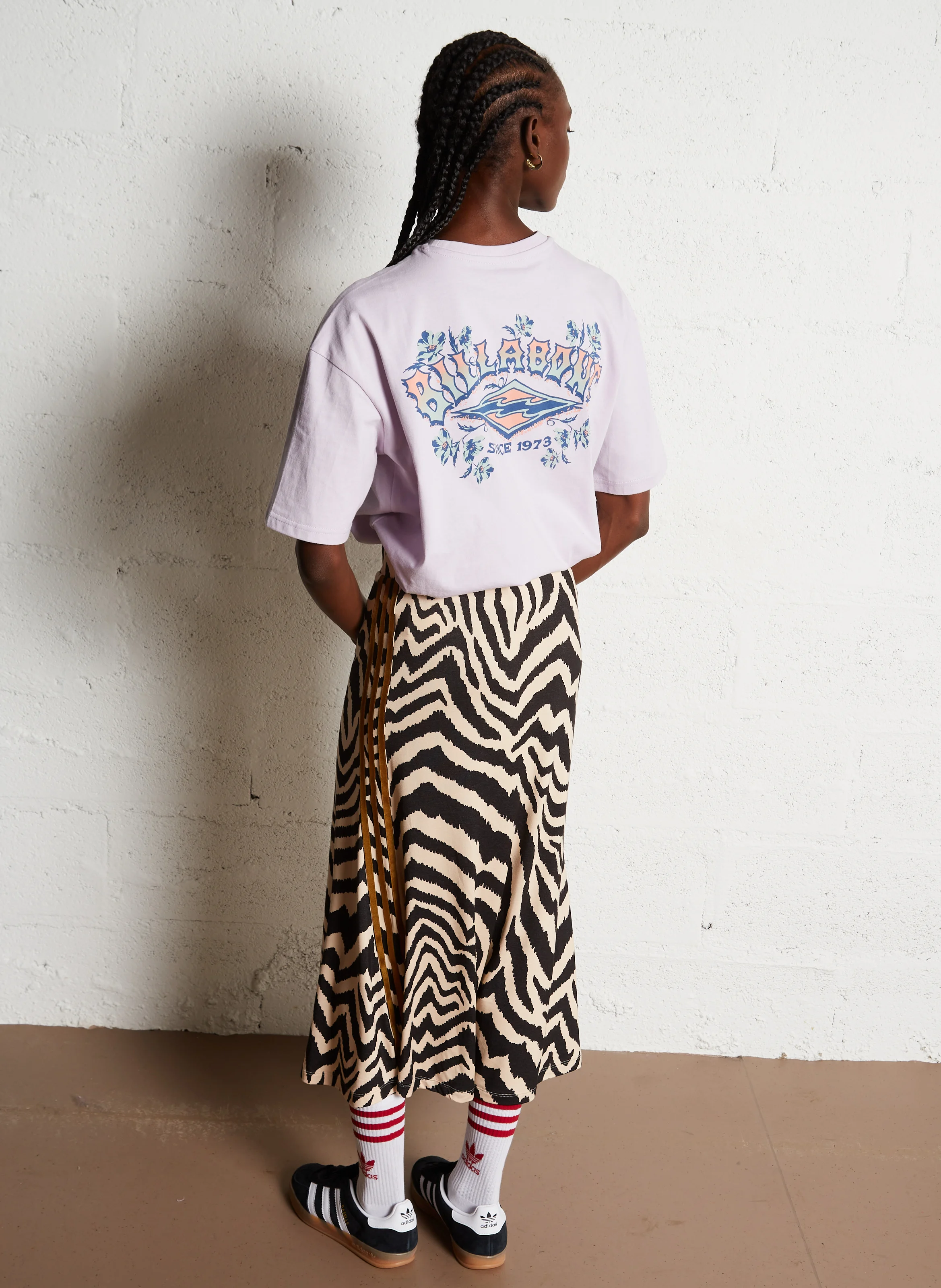 STAY 73 - Tee-shirt col rond ample en coton sérigraphié | Rose