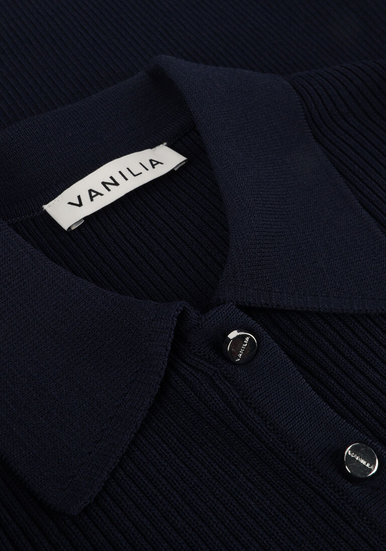 VANILIA donkerblauwe vanilia trui fitted polo longsleeve