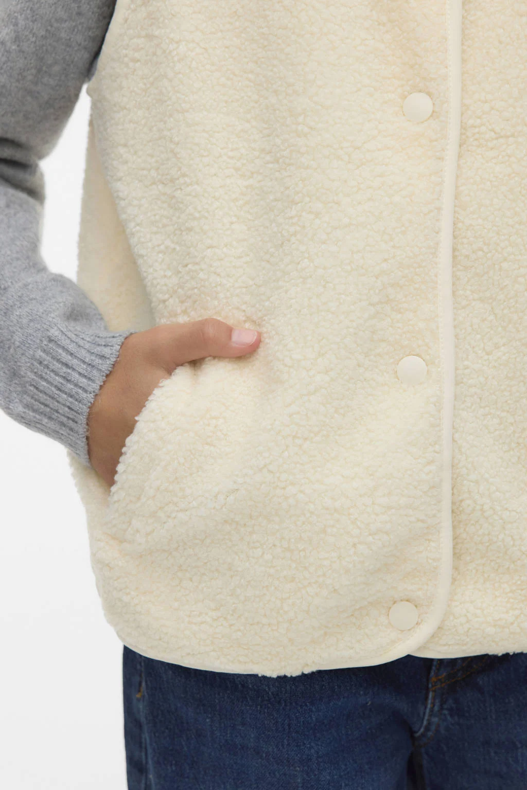 VERO MODA GIRL teddy gilet ecru