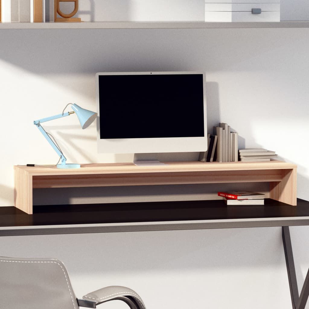 vidaXL Monitorstandaard, 100x27x15 cm, massief grenenhout