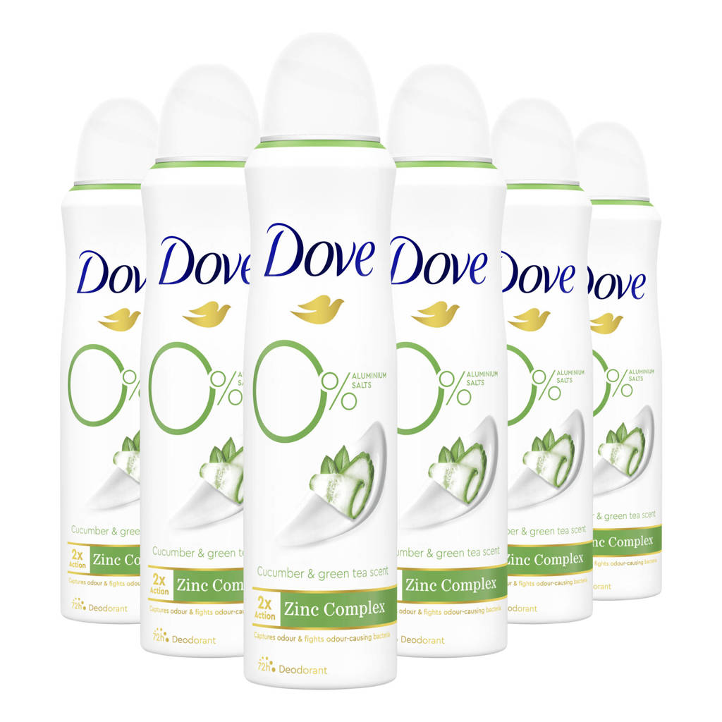 0% Aluminiumzouten Cucumber & Green Tea deodorant spray - 6 x 150 ml