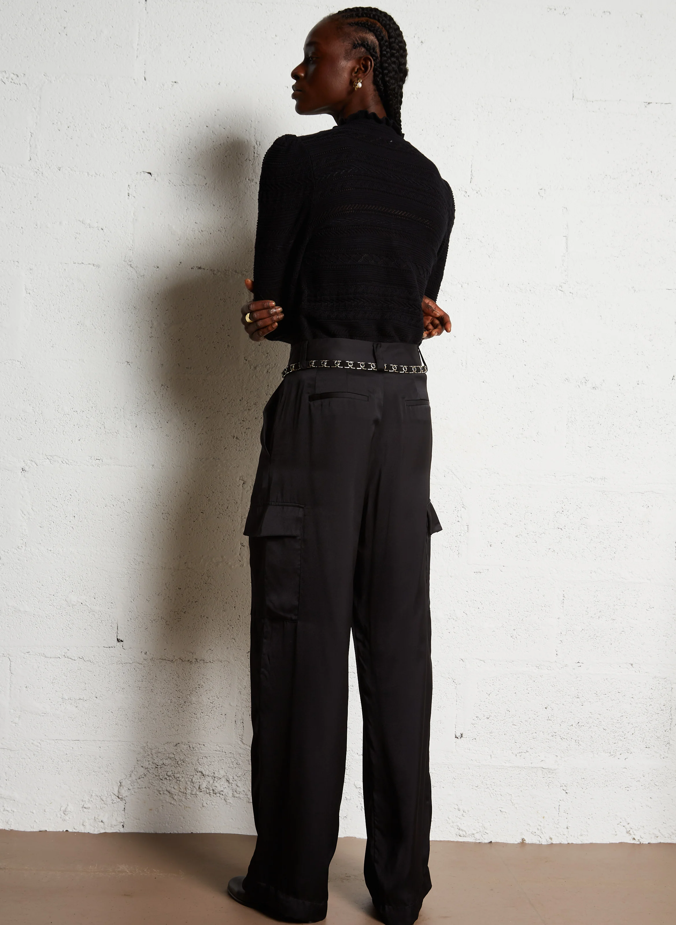 BERYL - Ceinture en cuir velours | Noir