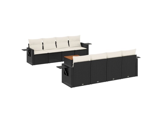 VIDAXL - Canapé Salon de jardin 9 pcs avec coussins noir résine tressée