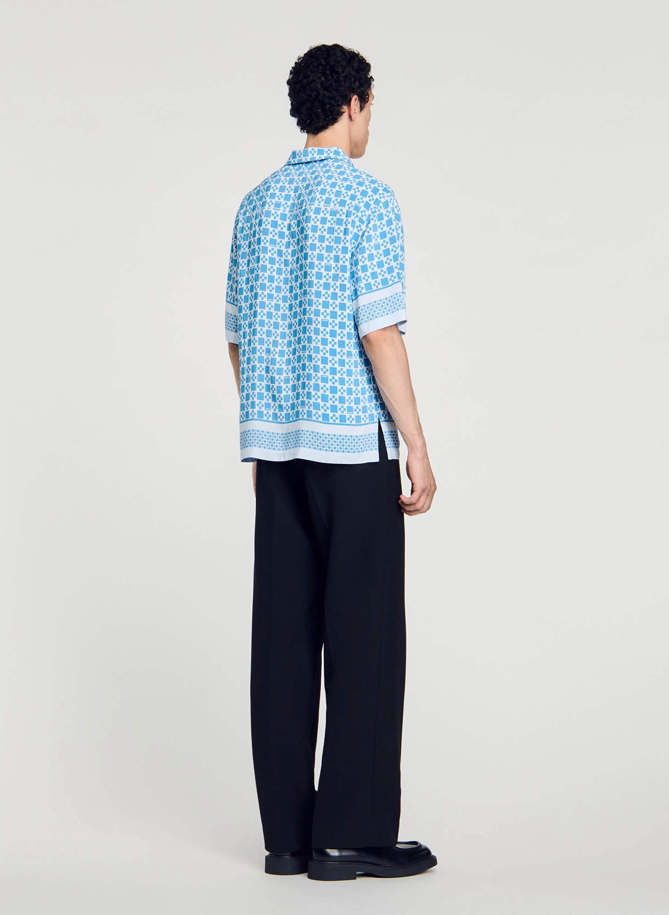 Chemise fluide imprimée manches courtes | Bleu