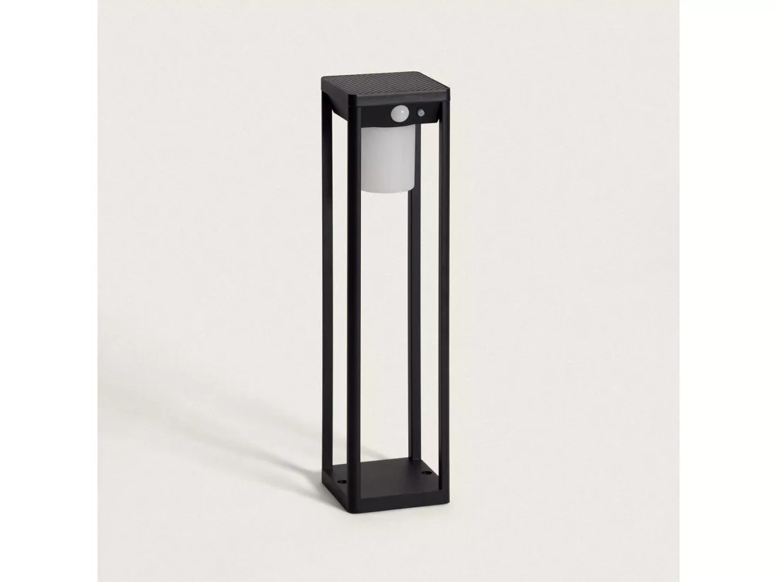Balise sur Pied Extérieure Solaire LED 2,5W 40cm Aluminium avec Détecteur de Mouvement Devah Noir