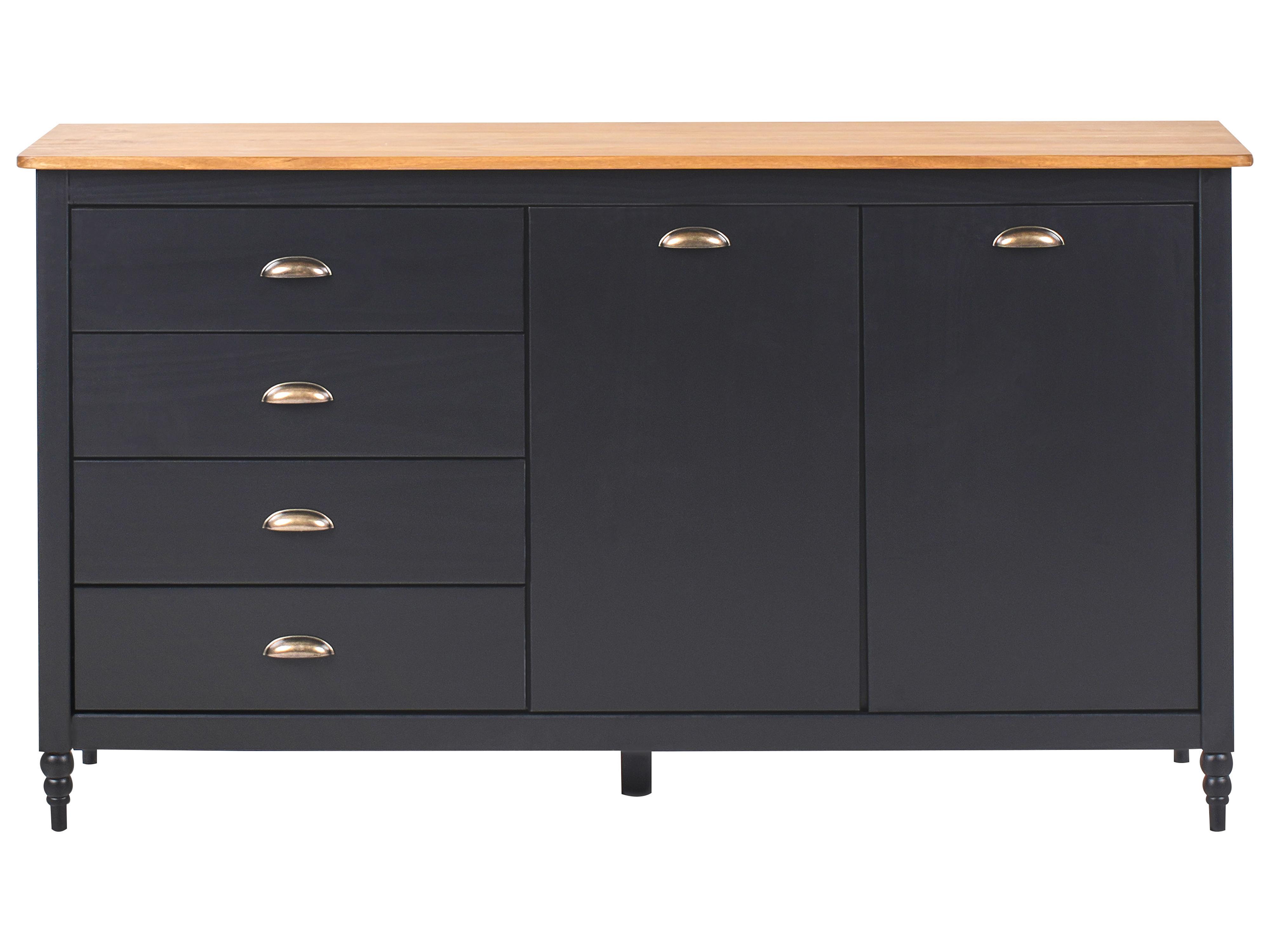 Dressoir met 2 deuren SHILLINGTON Dennenhout Zwart