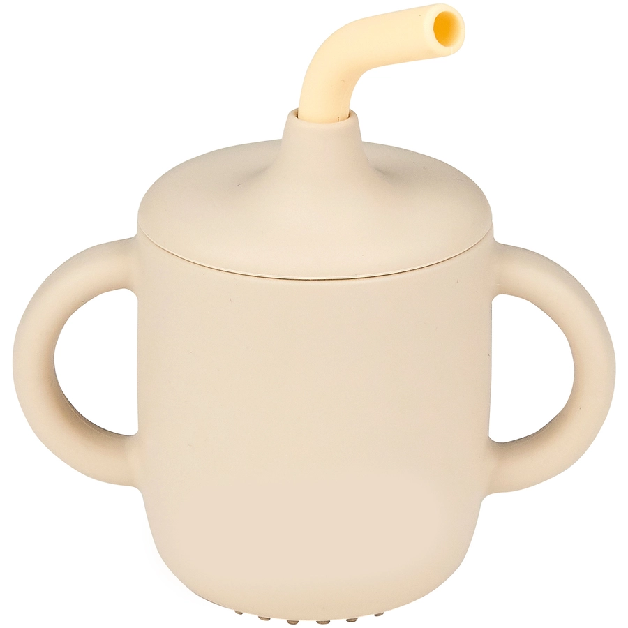 Nattou Silicon Becher mit Strohhalm Sandfarbe  Vanille