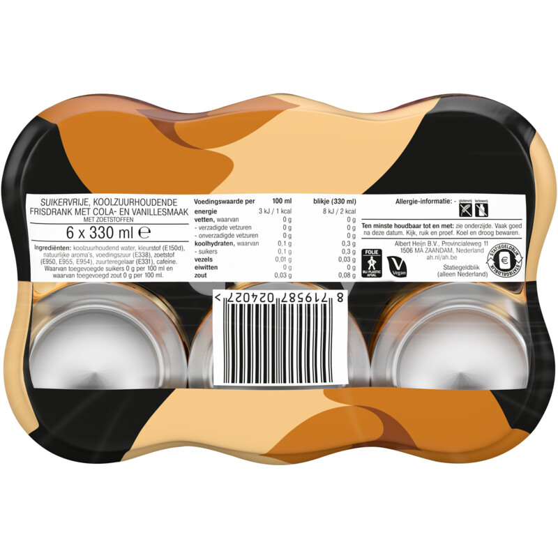 AH Cola zero sugar vanilla 6-pack