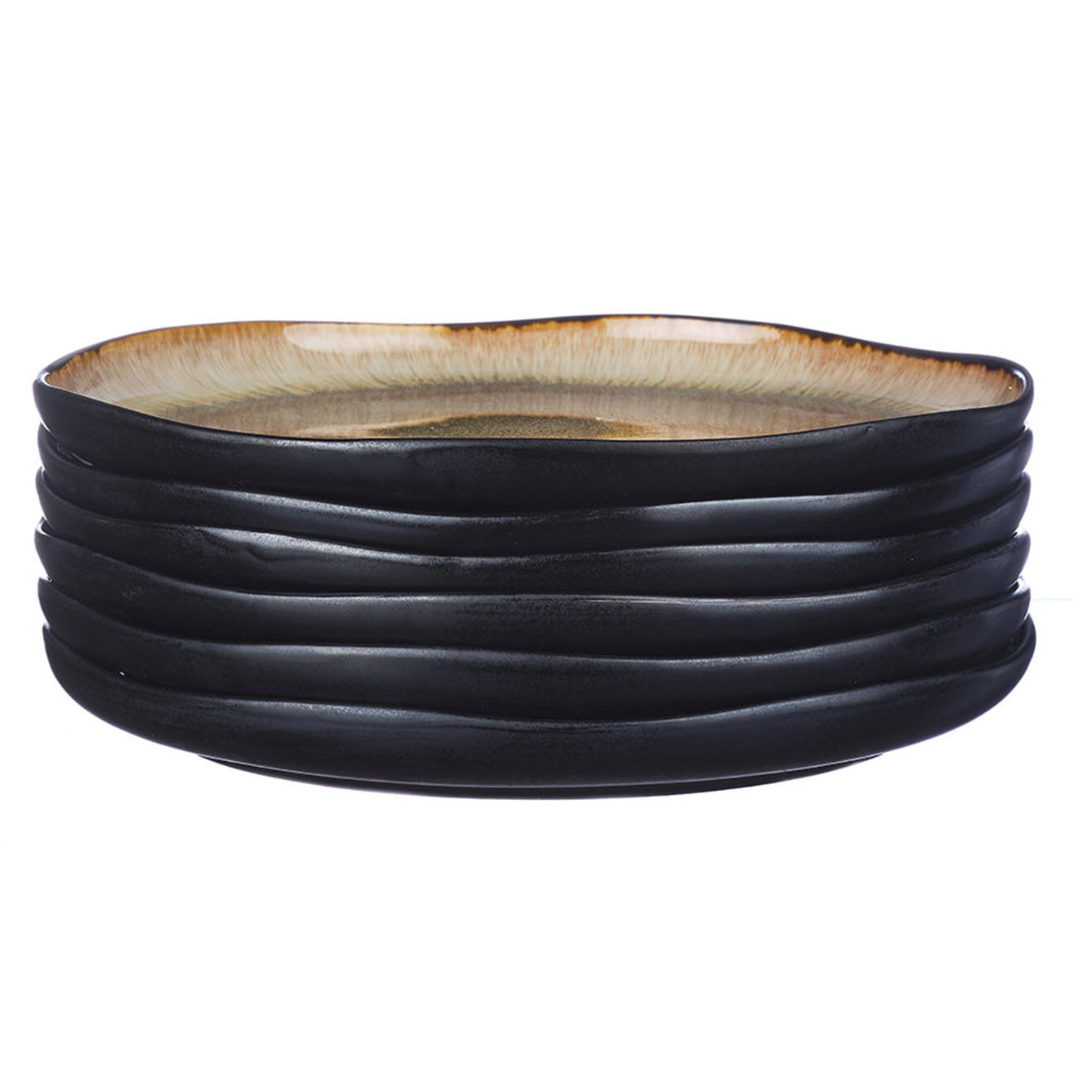 Bjorn 6 Assiettes plates en Grès Iris beige/marron - D.26 cm