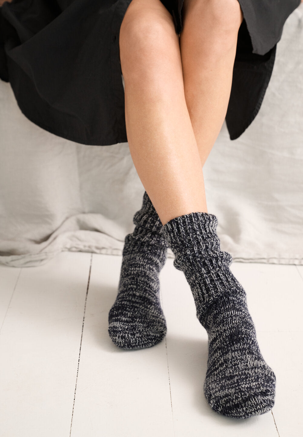 Moshi Moshi Mind  Boyfriend Uldstrømper - dark navy melange