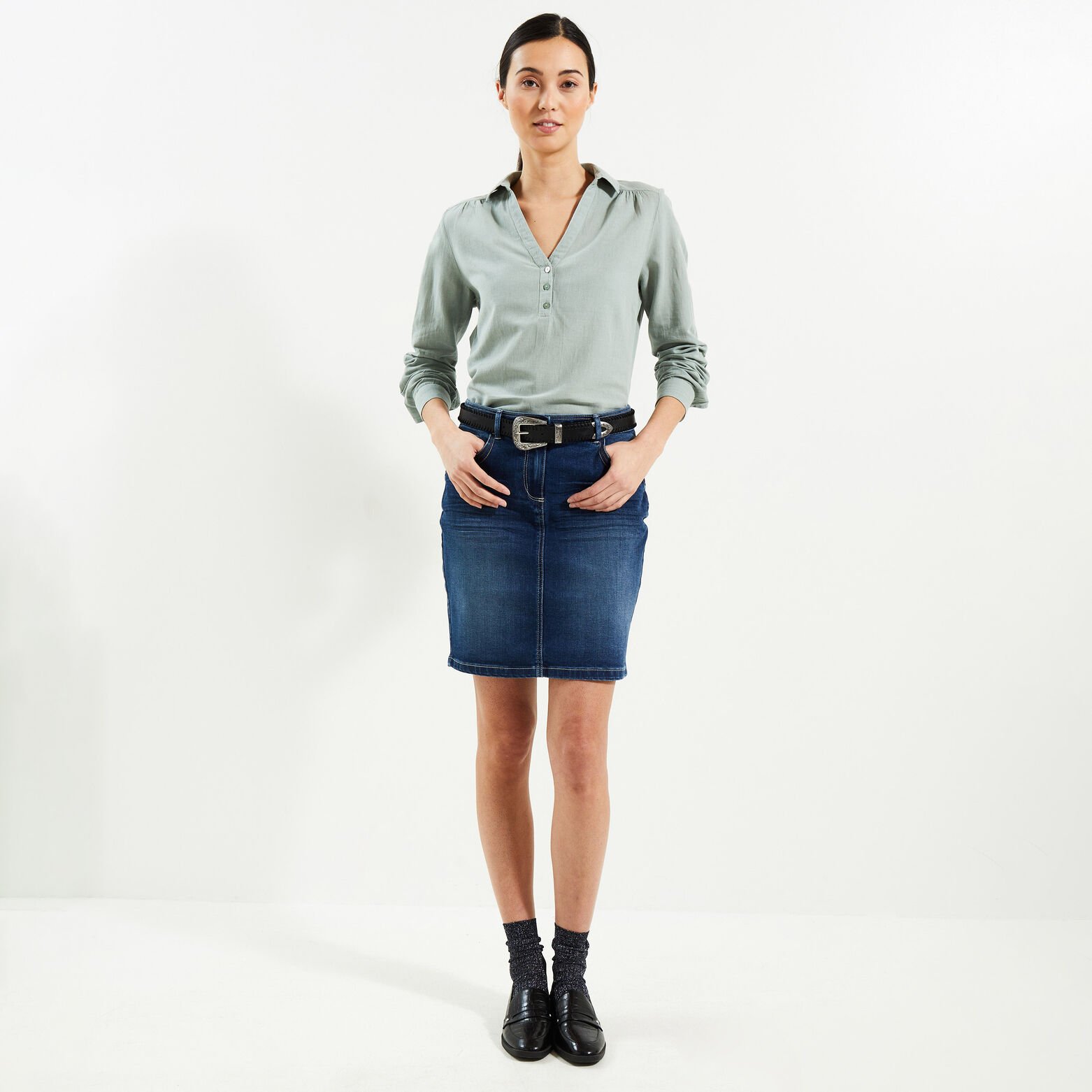 Blouse en coton et lin femme