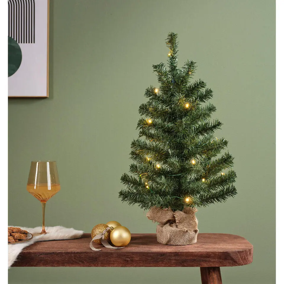 Bellatio Decorations Kunst kerstboom - H75 cm - met verlichting