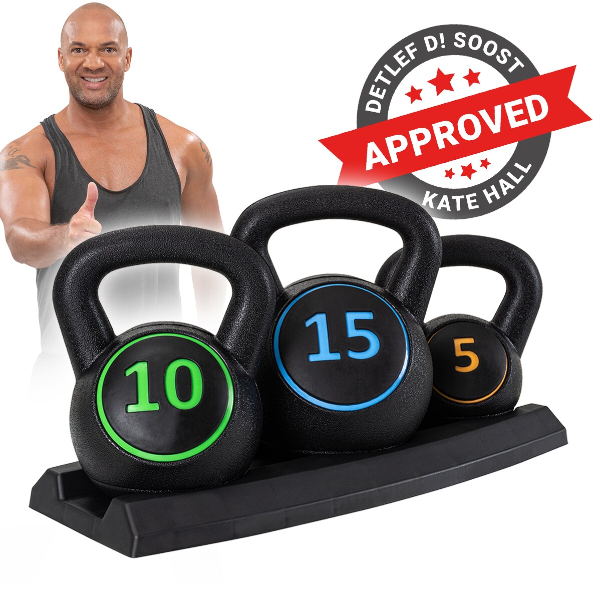 Miweba Sports Kettlebell-Set, 2-7 kg, Kettlebell-Ablage, Kugelhantel Indoor und Outdoor, Betonfüllung (2 - 7 kg)