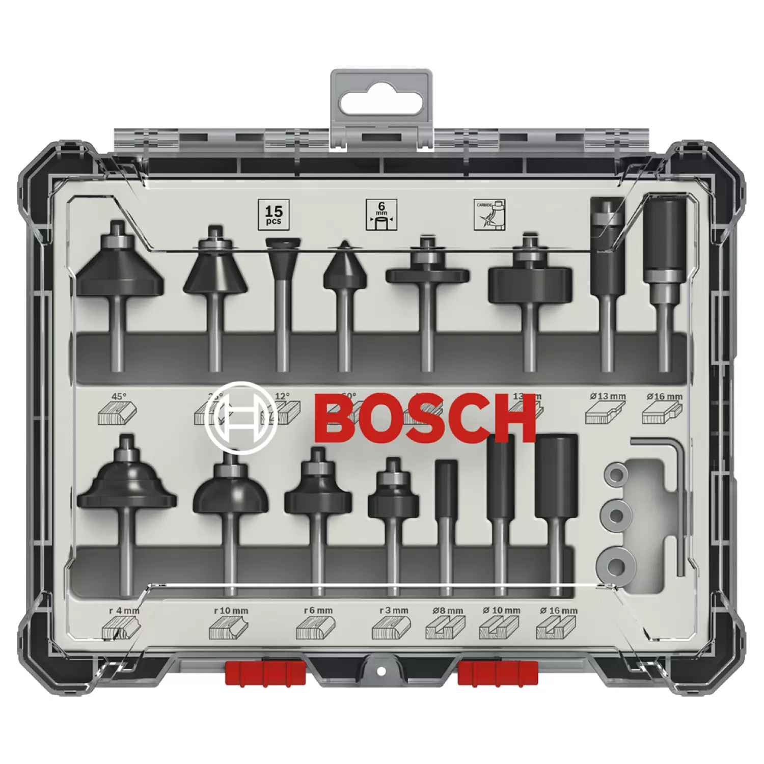 Bosch 2607017471 15-delige Frezenset in cassette - 6mm