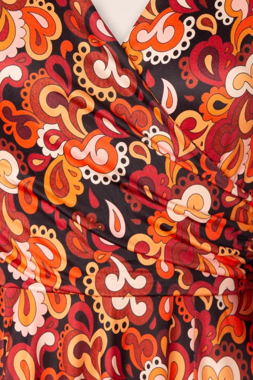 Vintage Chic for Topvintage Colette paisley swing jurk in bruin en orange