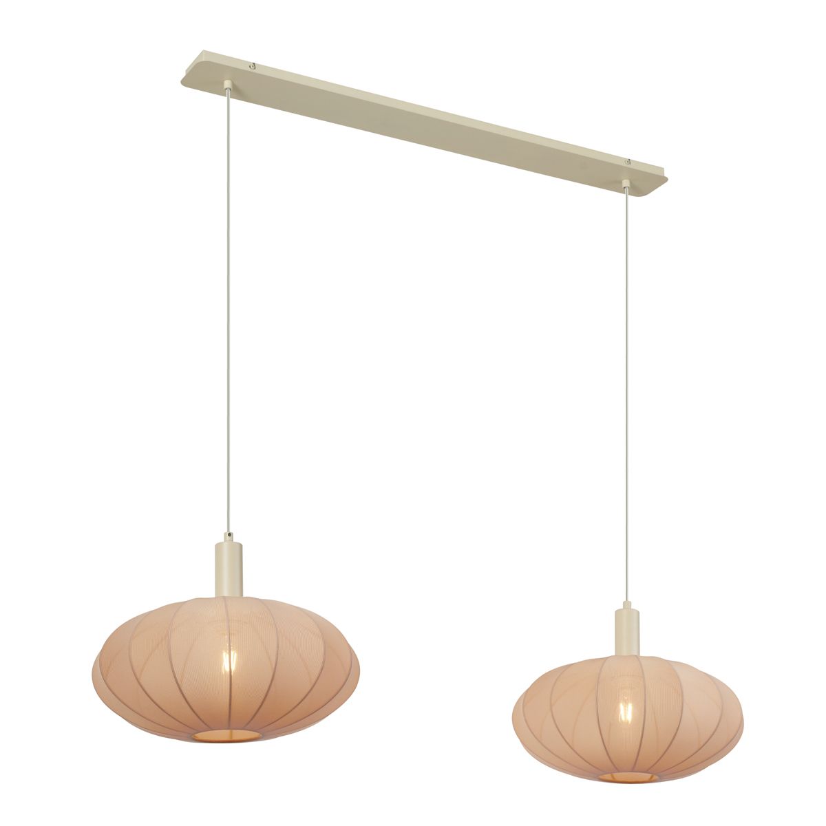 Japandi hanglamp beige met stoffen kap 2-lichts - Bida