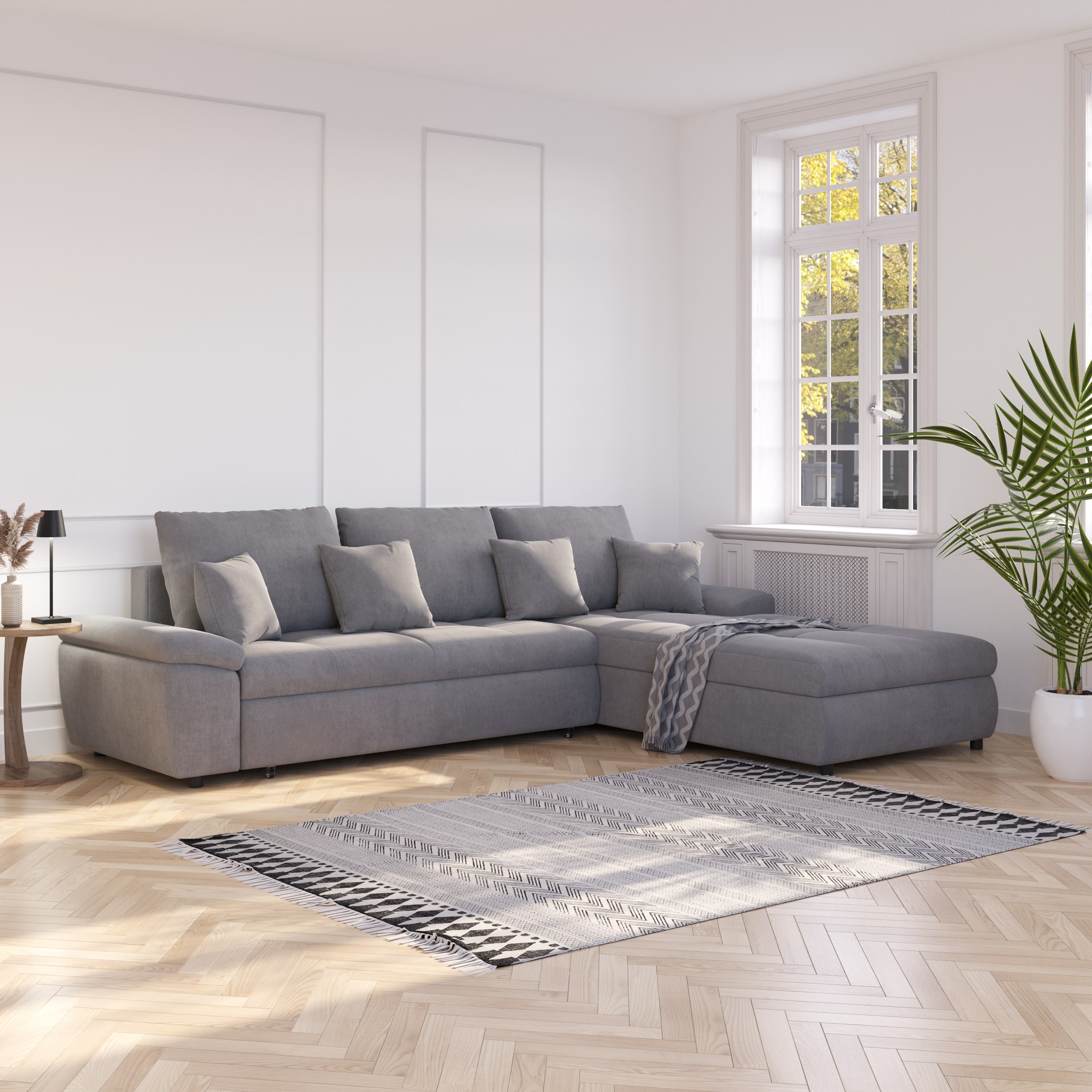 Ecksofa mit Schlaffunktion BRYNN rechts grau