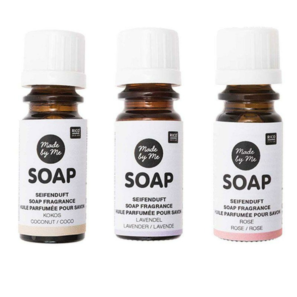 3 huiles parfumées 10 ml pour savon - noix de coco, lavande, rose