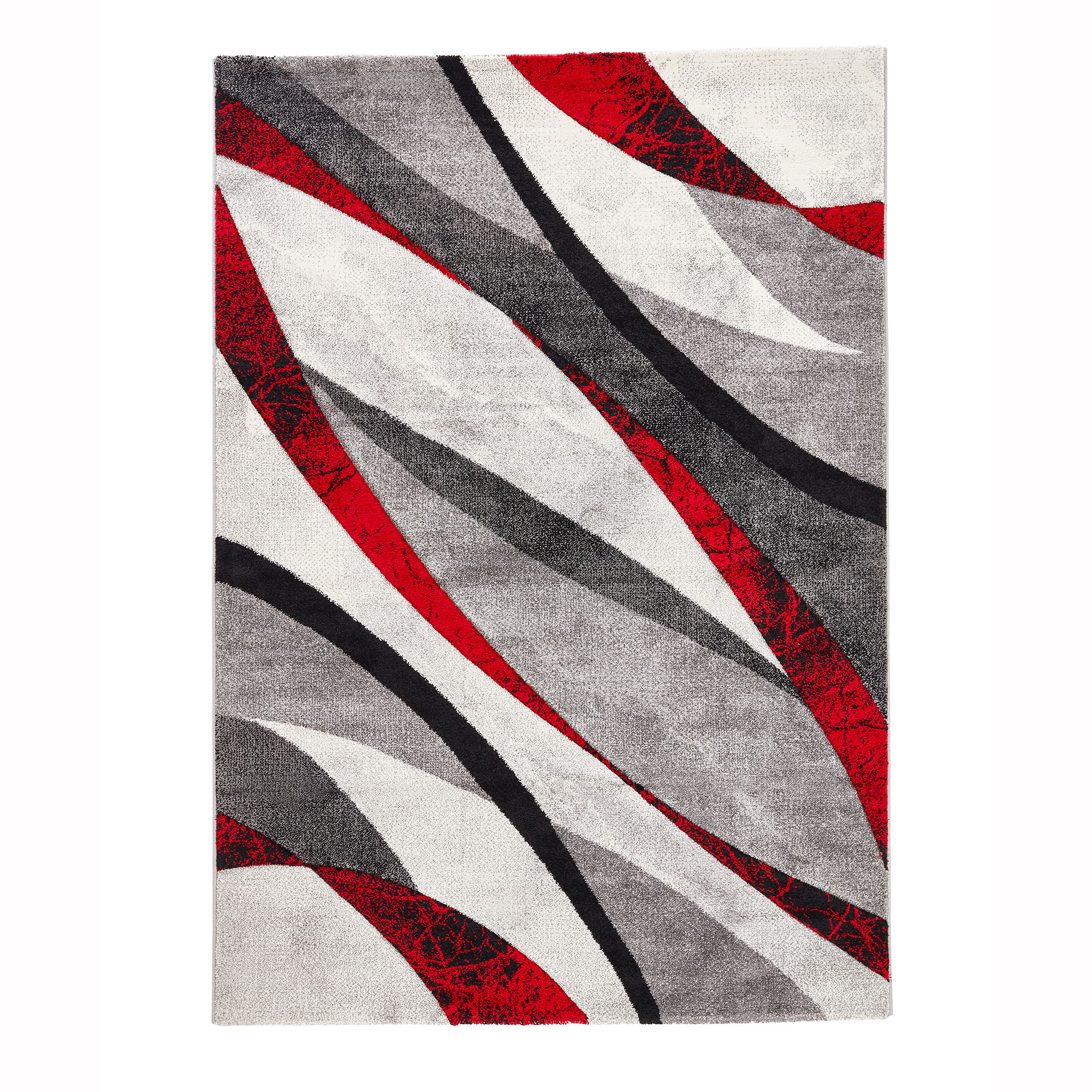 Frisee-Teppich - rot-grau - 80x150 cm
