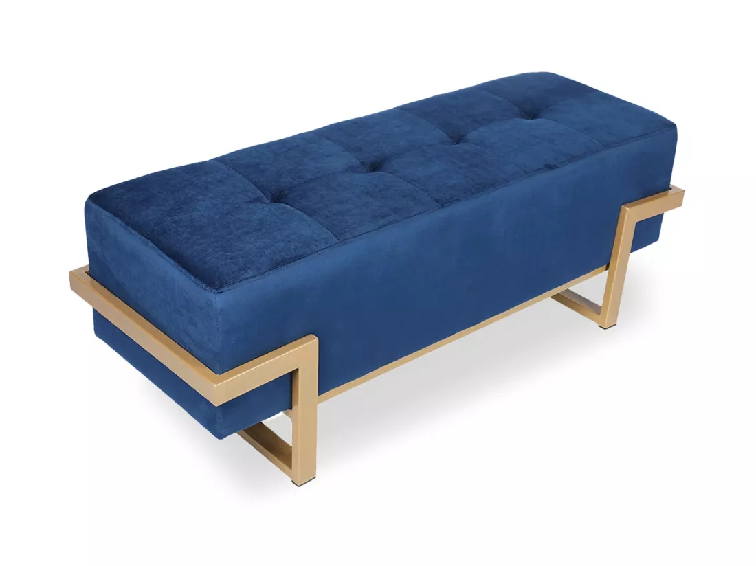 Banquette Selena Velours bleu foncé pieds or