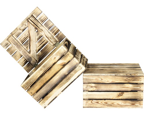 Gevlamde houten kist 50x40x30 cm