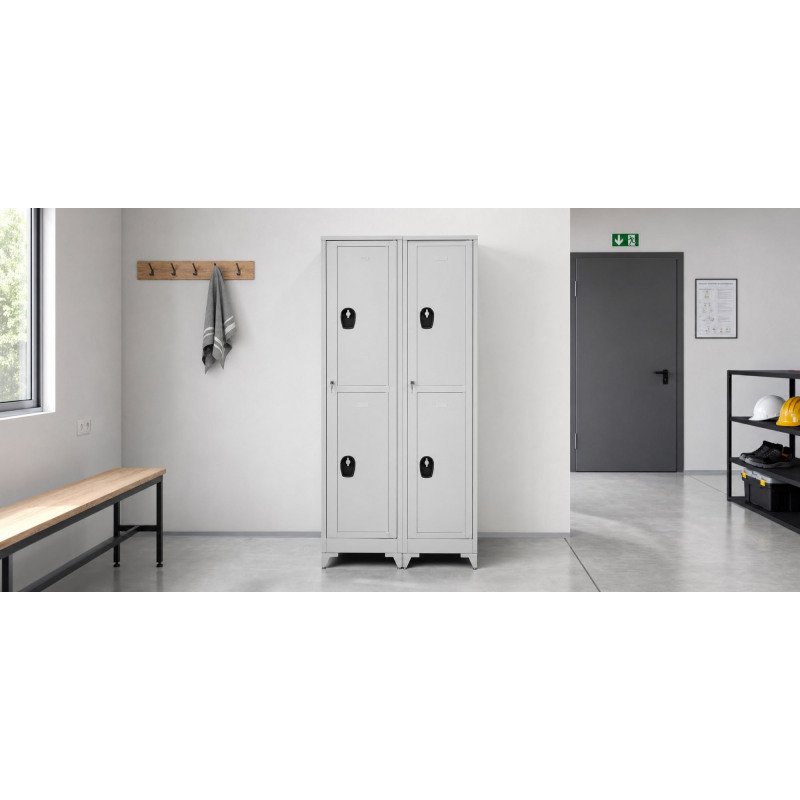 Vestiaire sur pied avec casiers visitables - démontable - 2 colonnes 4 portes
