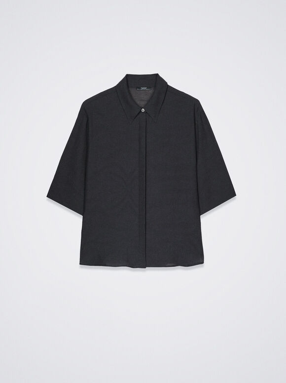 Camisa jacquard de manga curta - Cinza