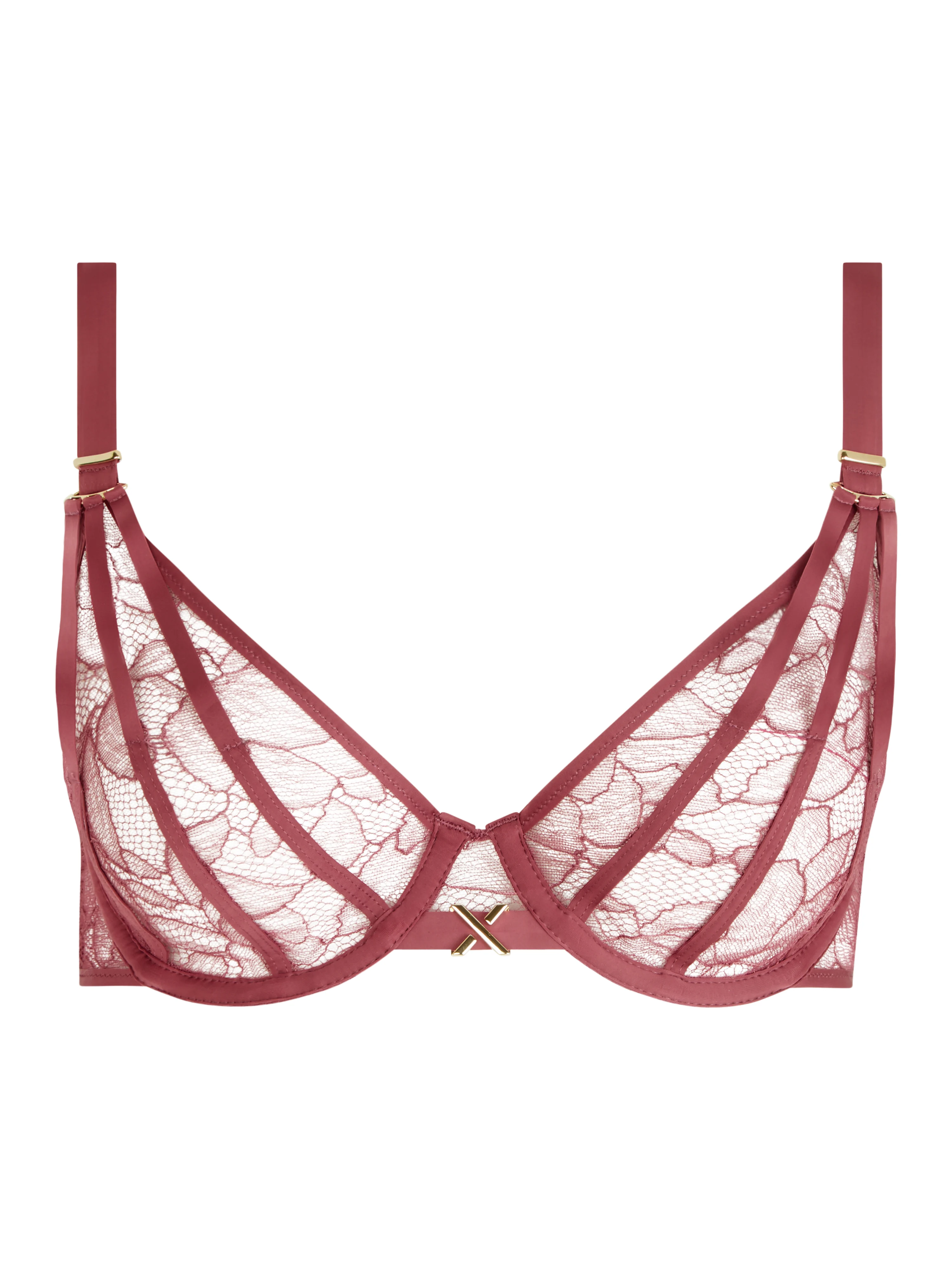 XQUISITE - Soutien-gorge plongeant avec dentelle de leavers | Rose