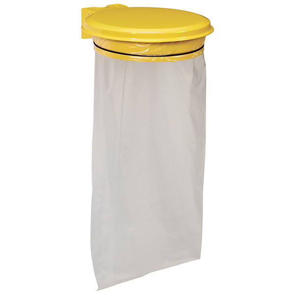 Support sac poubelle mural Rossignol jaune avec couvercle 110 L