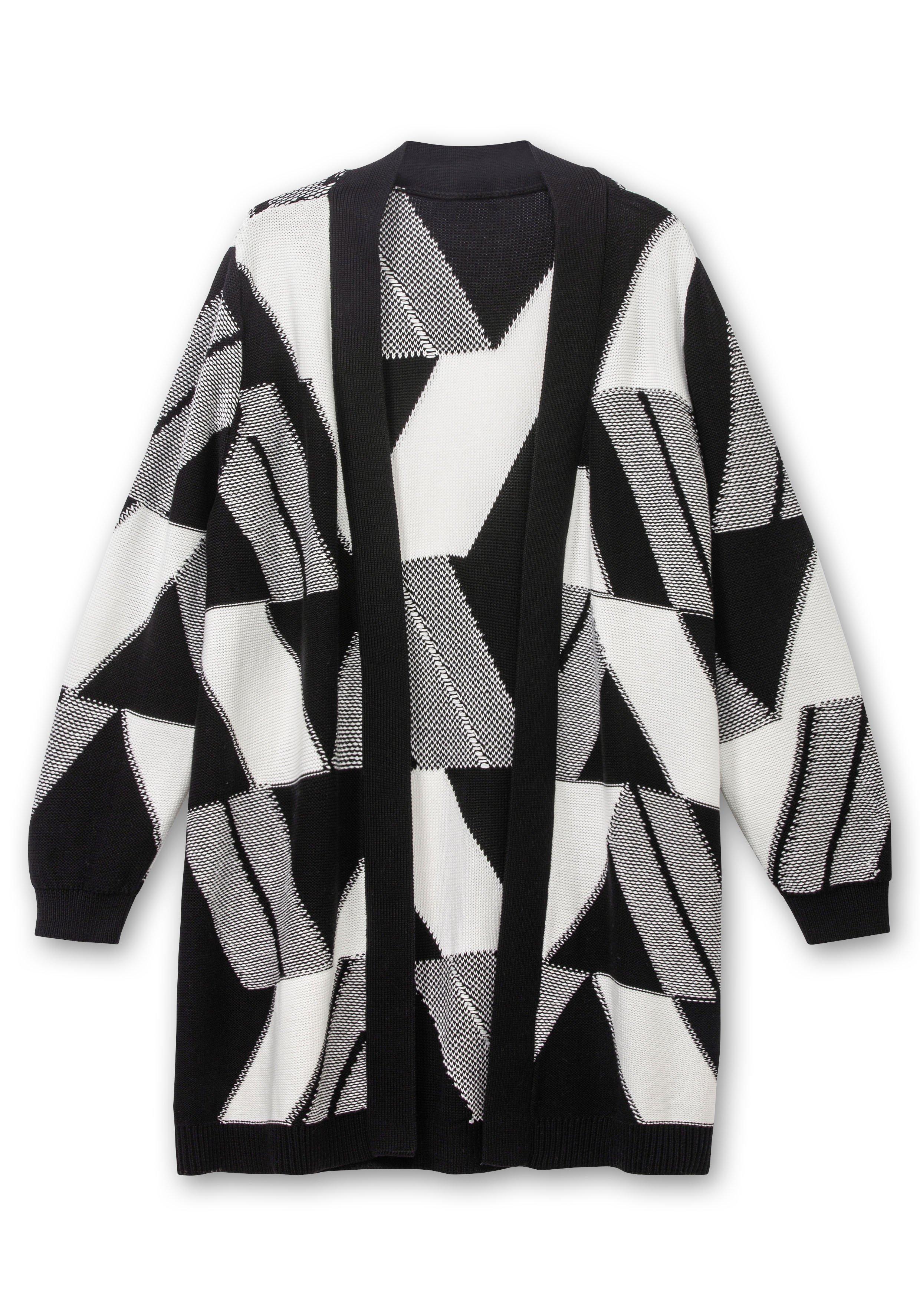 Longstrickjacke mit grafischem Jacquardmuster