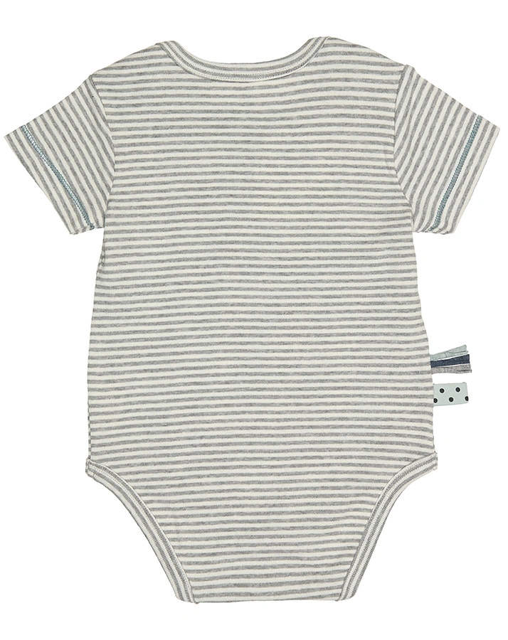 Kurzarm-Body AYLIN gestreift in grau melange
