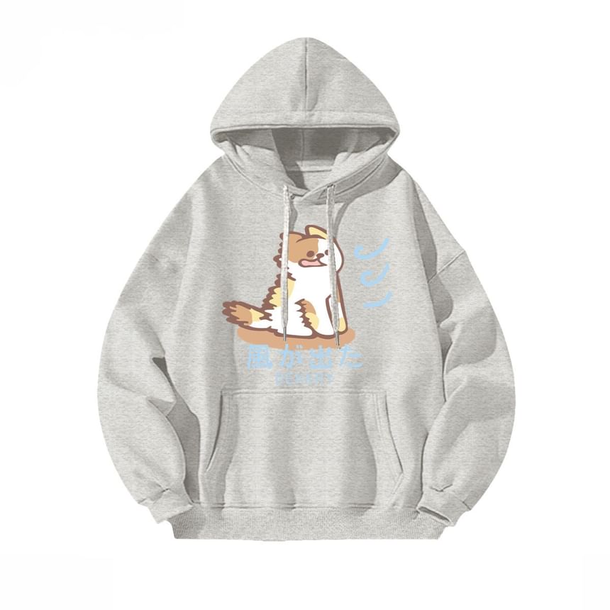 Kupyd - Fleecegevoerde hoodie met kattenprint