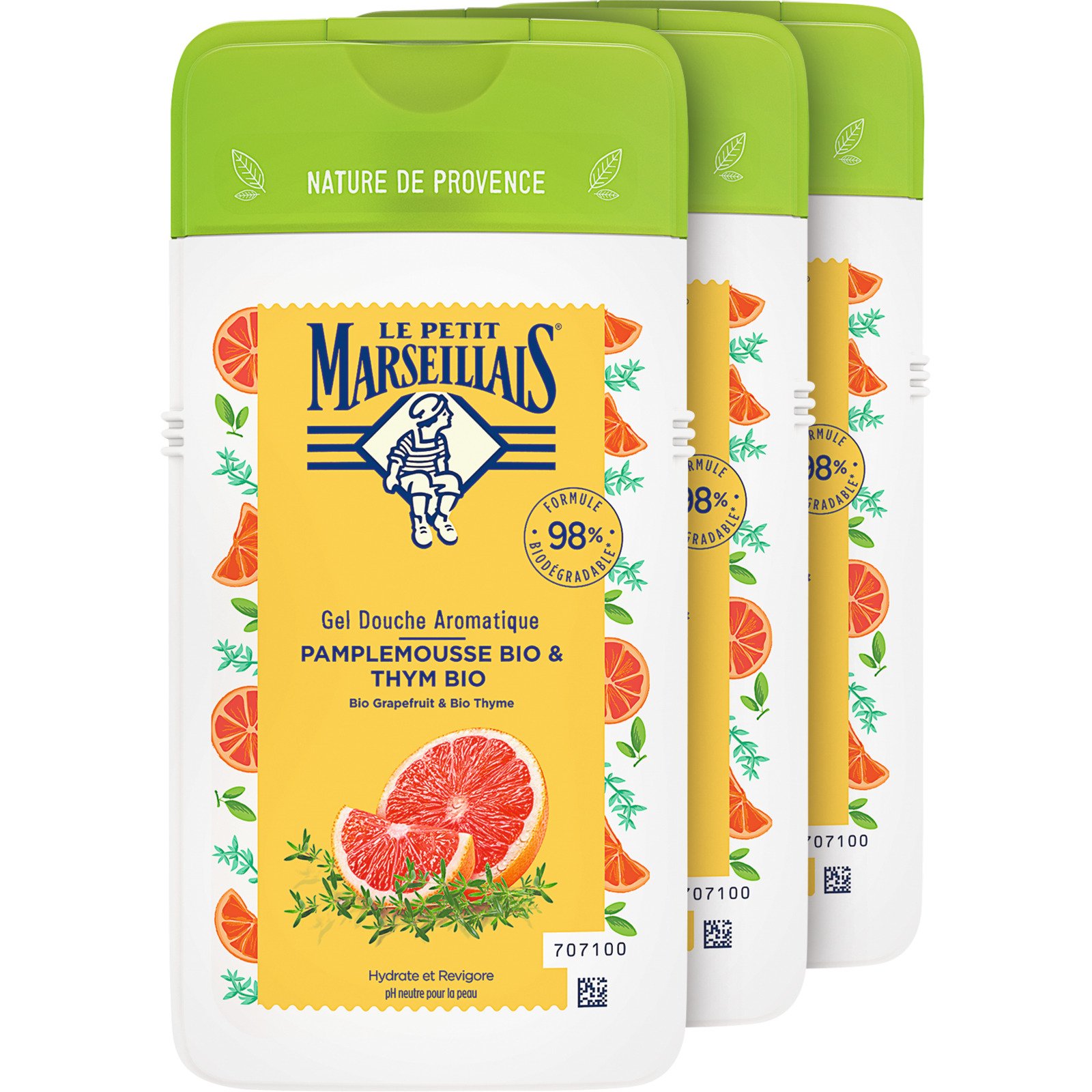 Le Petit Marseillais Duschgel Bio Grapefruit und Thymian 3 x 250 ml