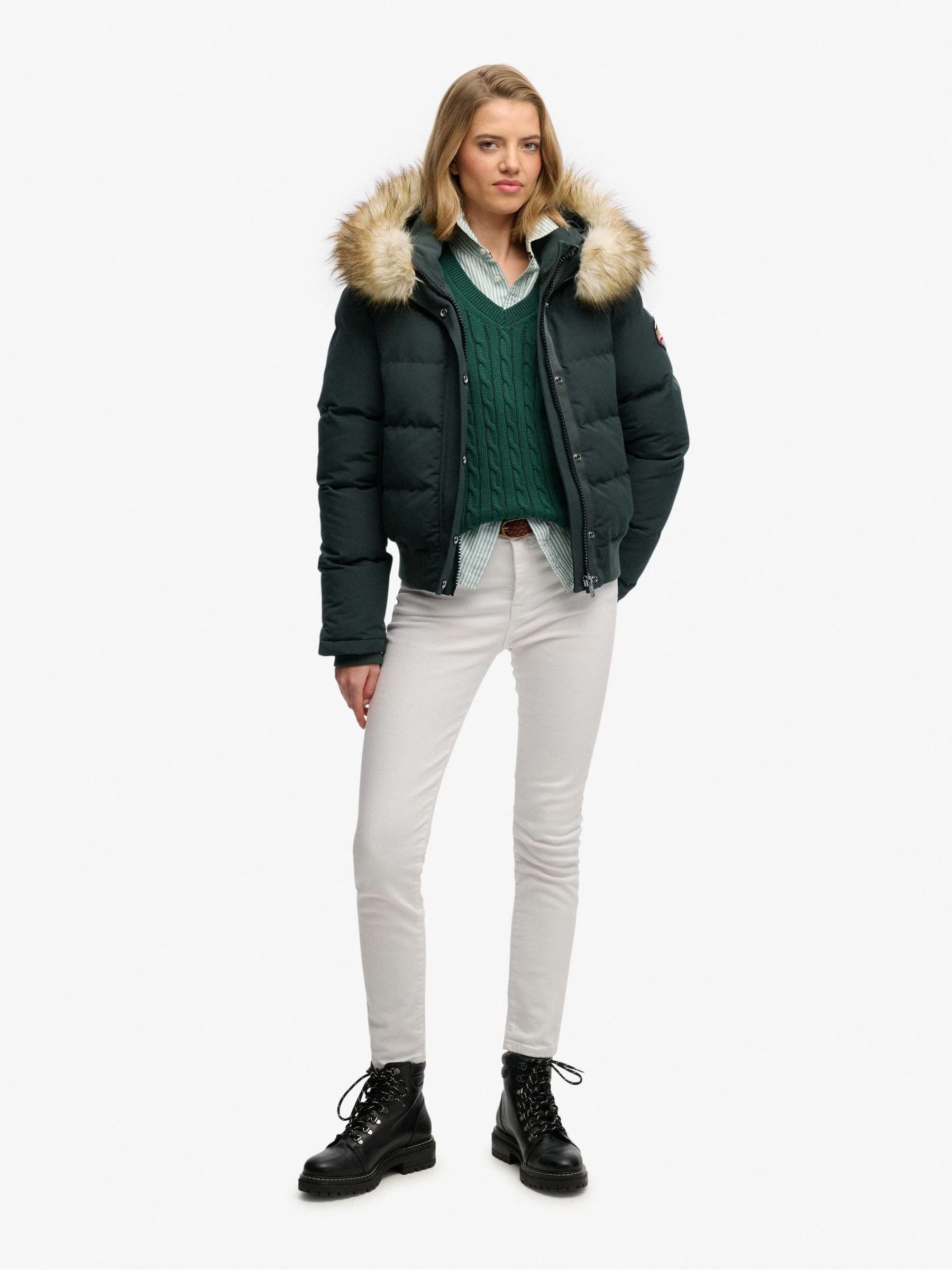 Donkergroen - Superdry Everest bomberjack met capuchon
