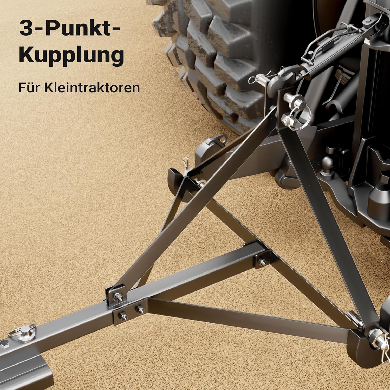 Wiltec Rasentraktor Heuharke mit 152 cm Arbeitsbreite, Heurechen mit 32 Harkenzinken, Rechen mit 3-Punkt-Aufstecksystem mit 360° Drehung