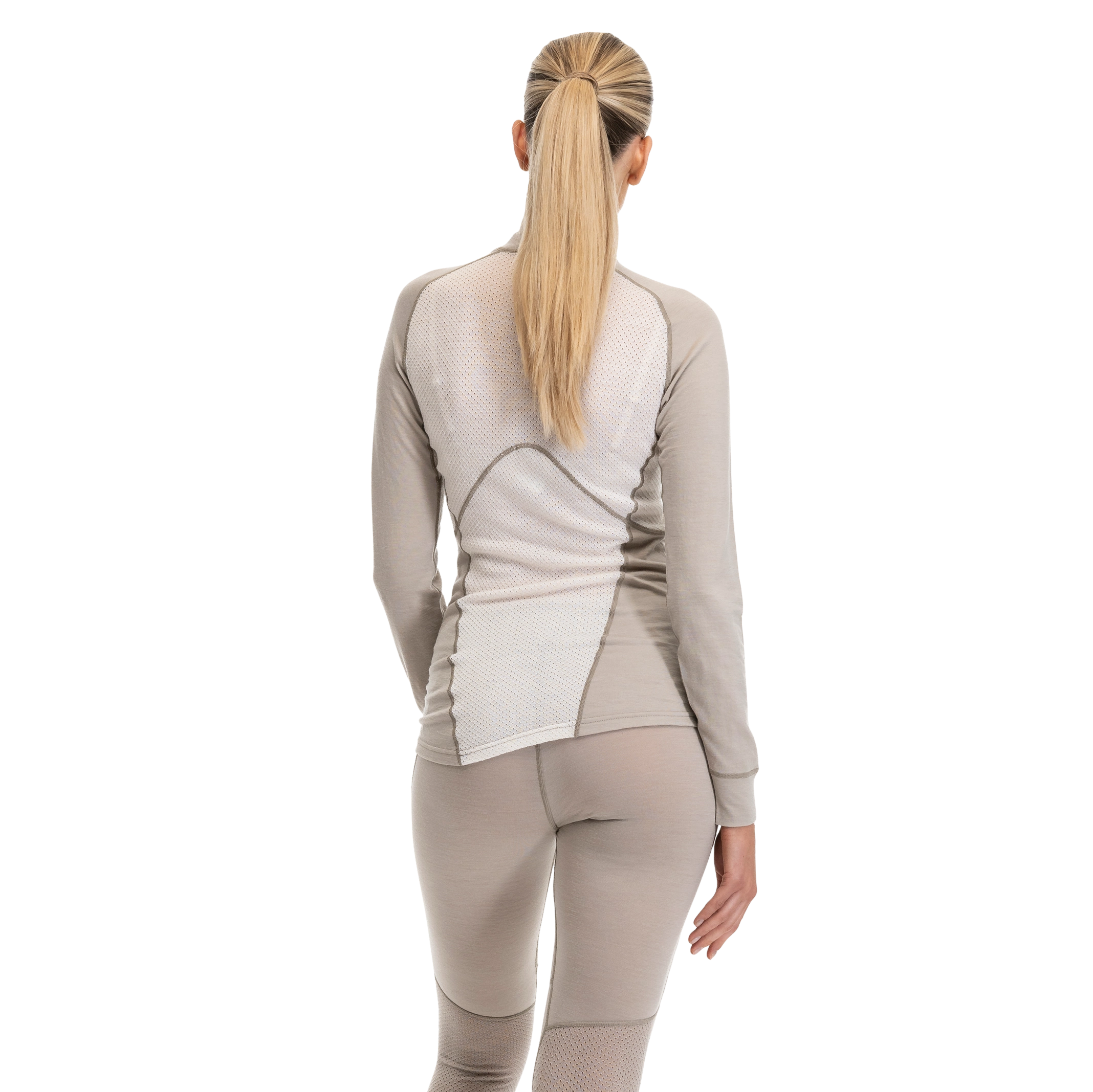 Inner:Pure Merino Half Zip Women Sandstone / Vanilla White