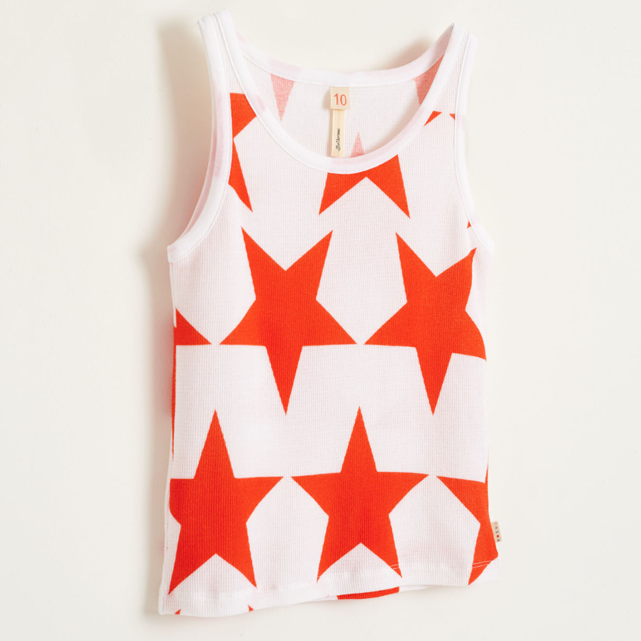 Bellerose Débardeur Gramy en Coton nid d'abeille étoiles blanc/orange