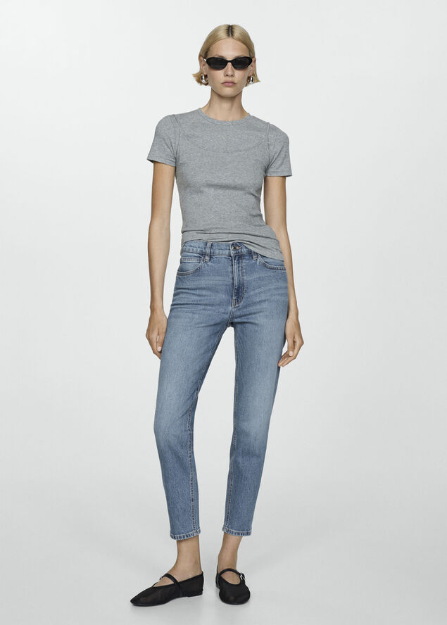 MANGO Jeans Newmom comfort high rise Open blue