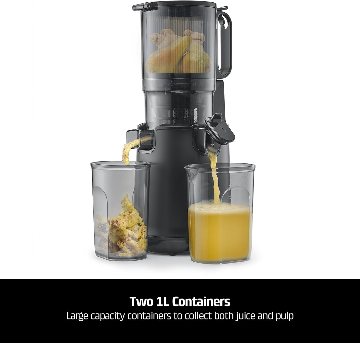 CASO Juice Fit Pro - Slow Juicer, Testsieger: Haus & Garten Test, niedrige Umdrehungszahl (40 U/min), Große Einfüllöffnung von 130 mm Ø für ganze Früchte, Schwarz