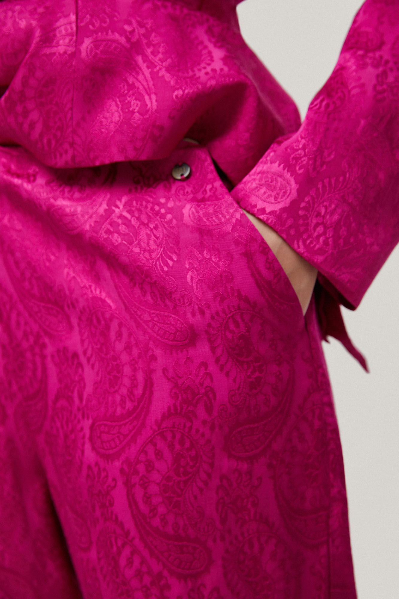 Calça flare jacquard - Rosa