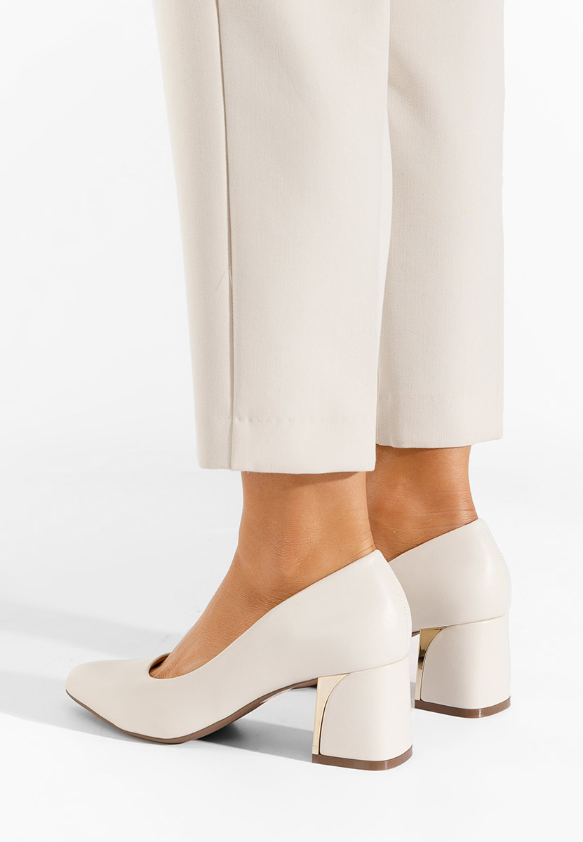 Chaussures à talon épais beige Clarisse