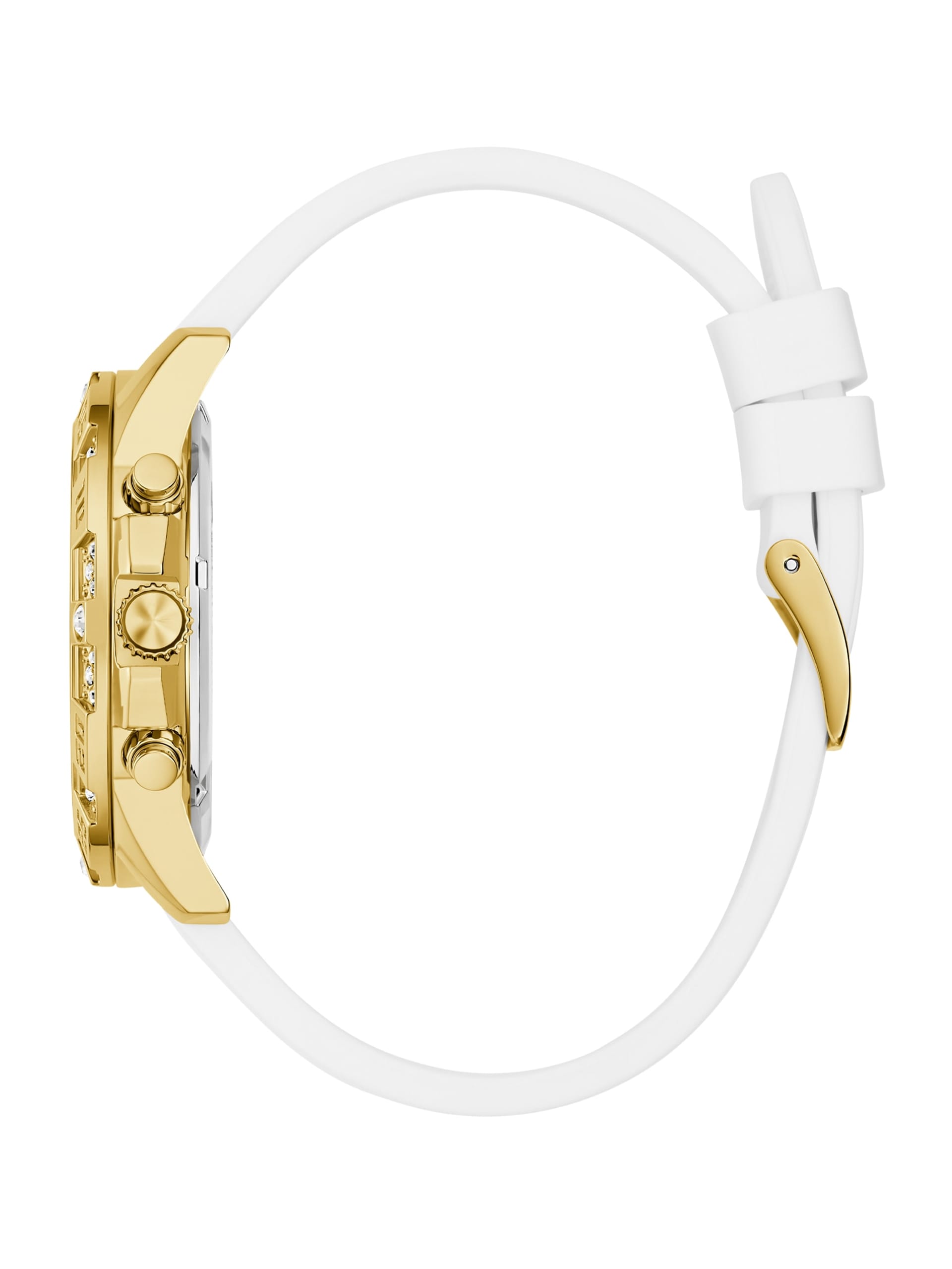 Relógio multifuncional de silicone dourado