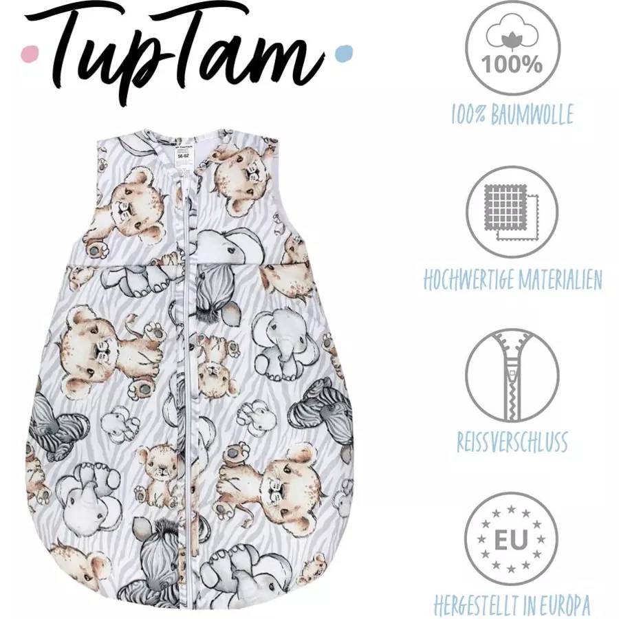 TupTam Baby Ganzjahres Schlafsack Ärmellos Wattiert graubraun