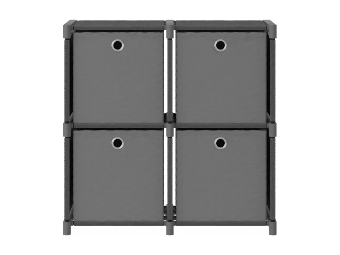 Étagère à 4 cubes avec boîtes Gris 69x30x72,5 cm Tissu