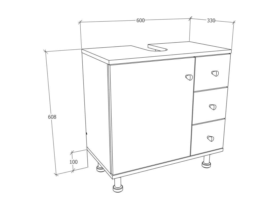 Armoire basse de salle de bain en bois Tiroir Nilosi M