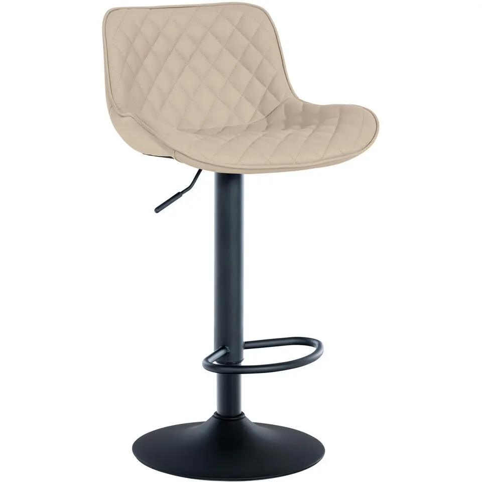CLP Barkruk Minosa zwart Frame - Kunstleer - creme