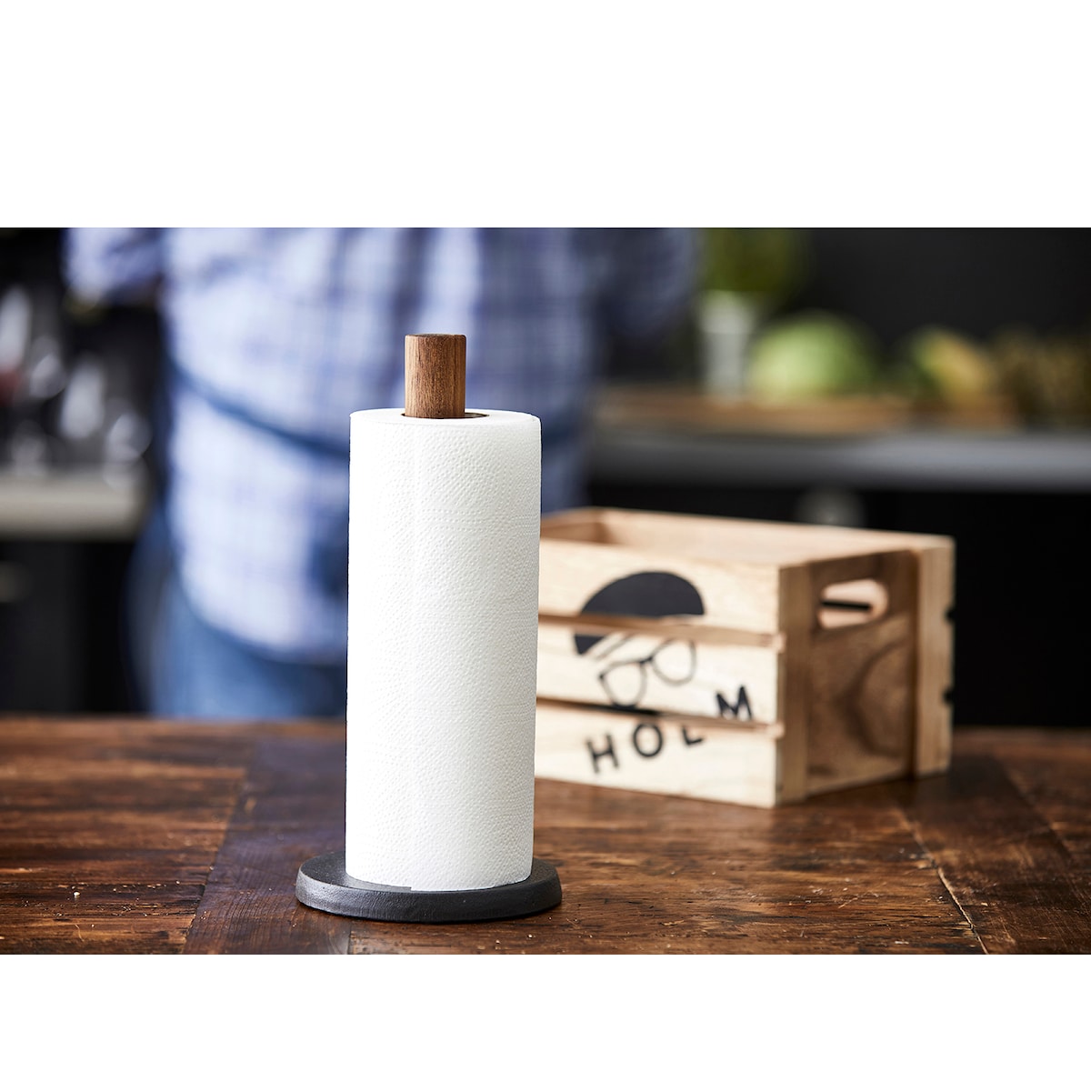 HOLM Kitchen Roll Holder Dia. 13 x 28 cm acacia
