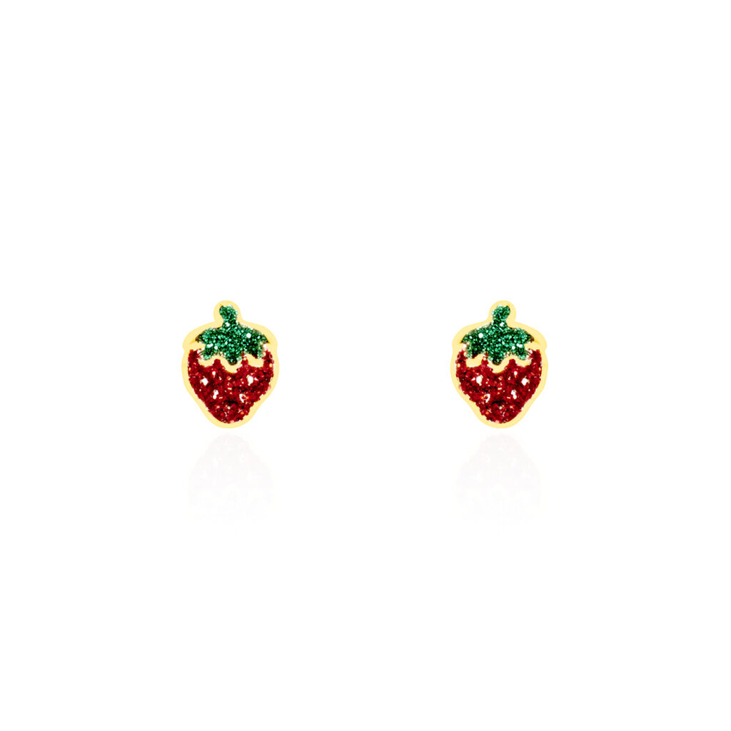 Boucles D'oreilles Puces Tharia Fraise Or Jaune