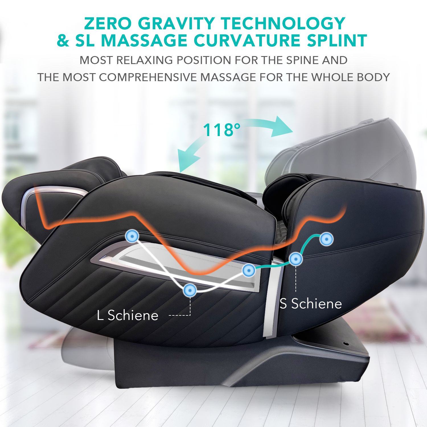 NAIPO Massagesessel Zero-Gravity Massagestuhl mit Wärmefunktion, für Gewerbe