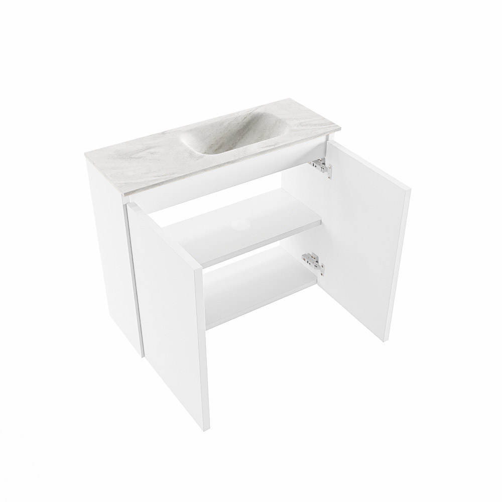 Mondiaz Ture DLux toiletmeubel 60cm talc met wastafel ostra rechts met kraangat